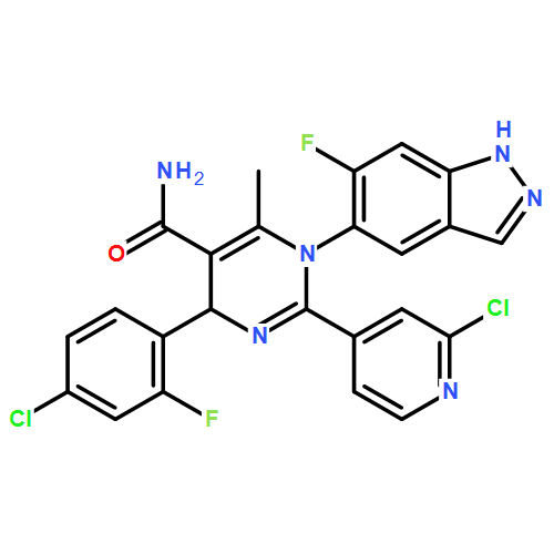 4-(4-chloro-2-fluorophenyl)-2-(2-chloropyridin-4-yl)-1-(6-fluoro-1H-indazol-5-yl)-6-methyl-4H-pyrimidine-5-carboxamide